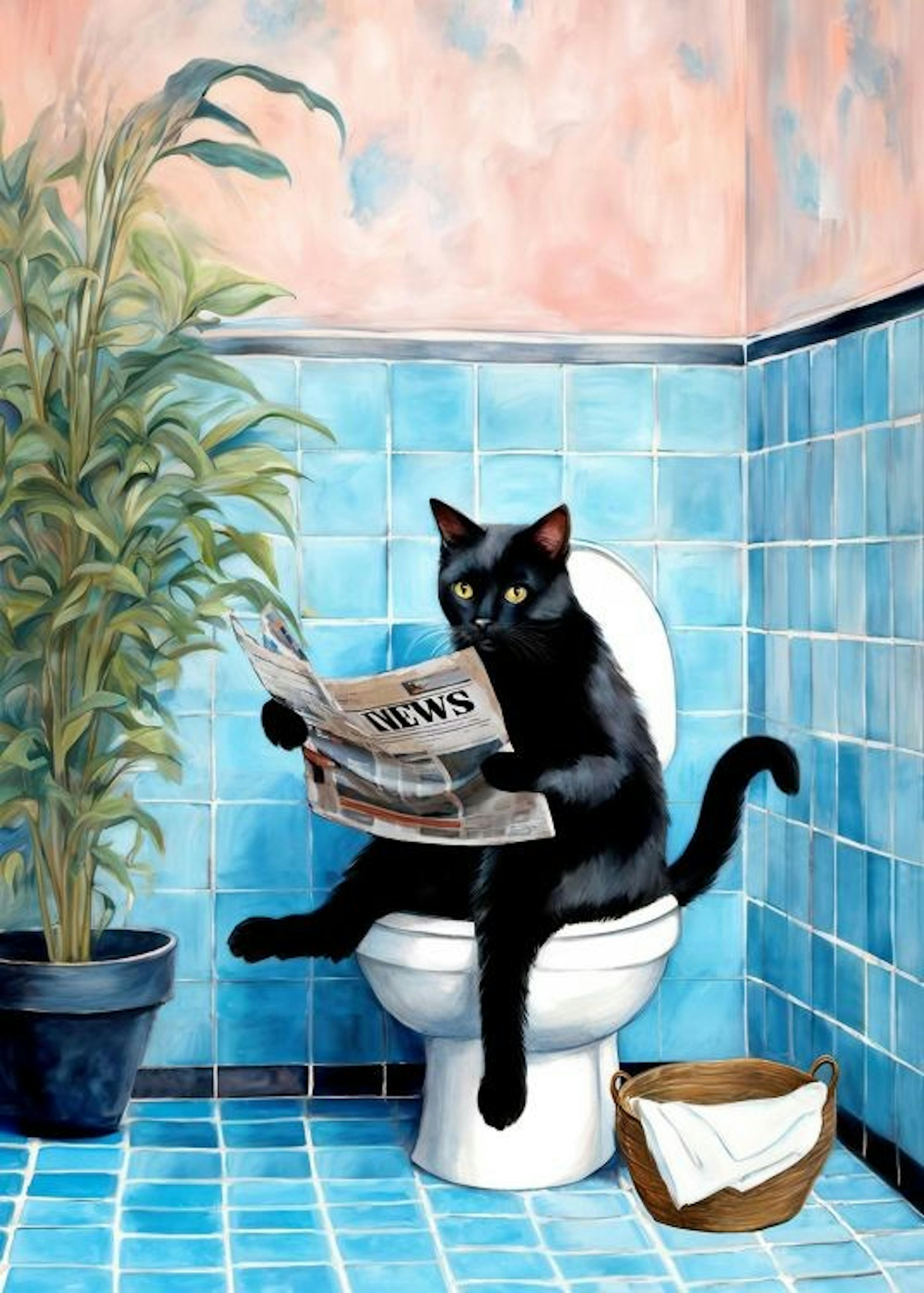 Cat on Toilet Poster