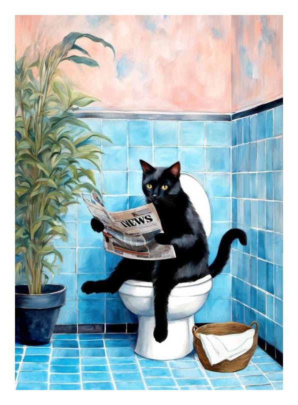 Cat on Toilet Print (30x40 cm)
