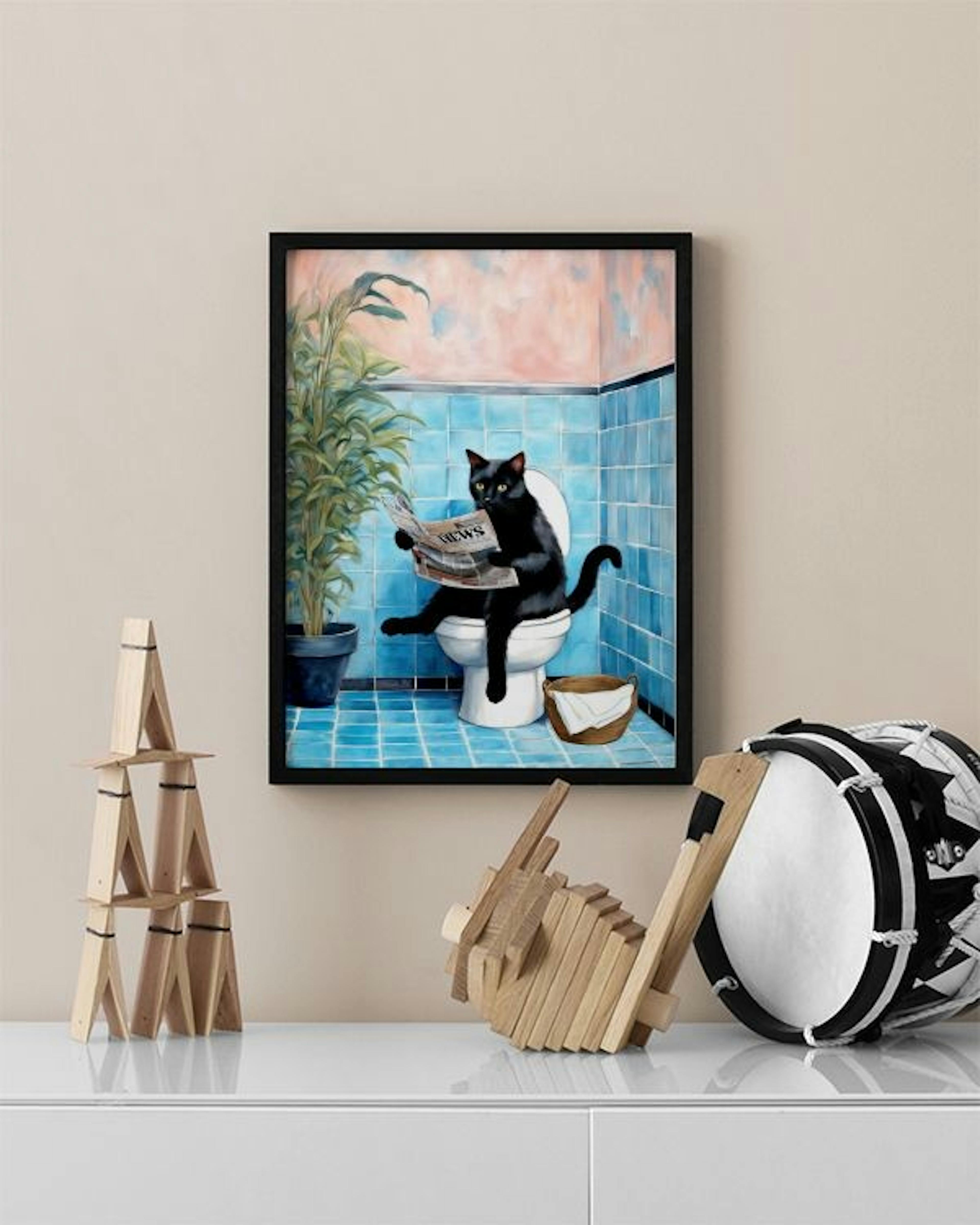 Cat on Toilet Print