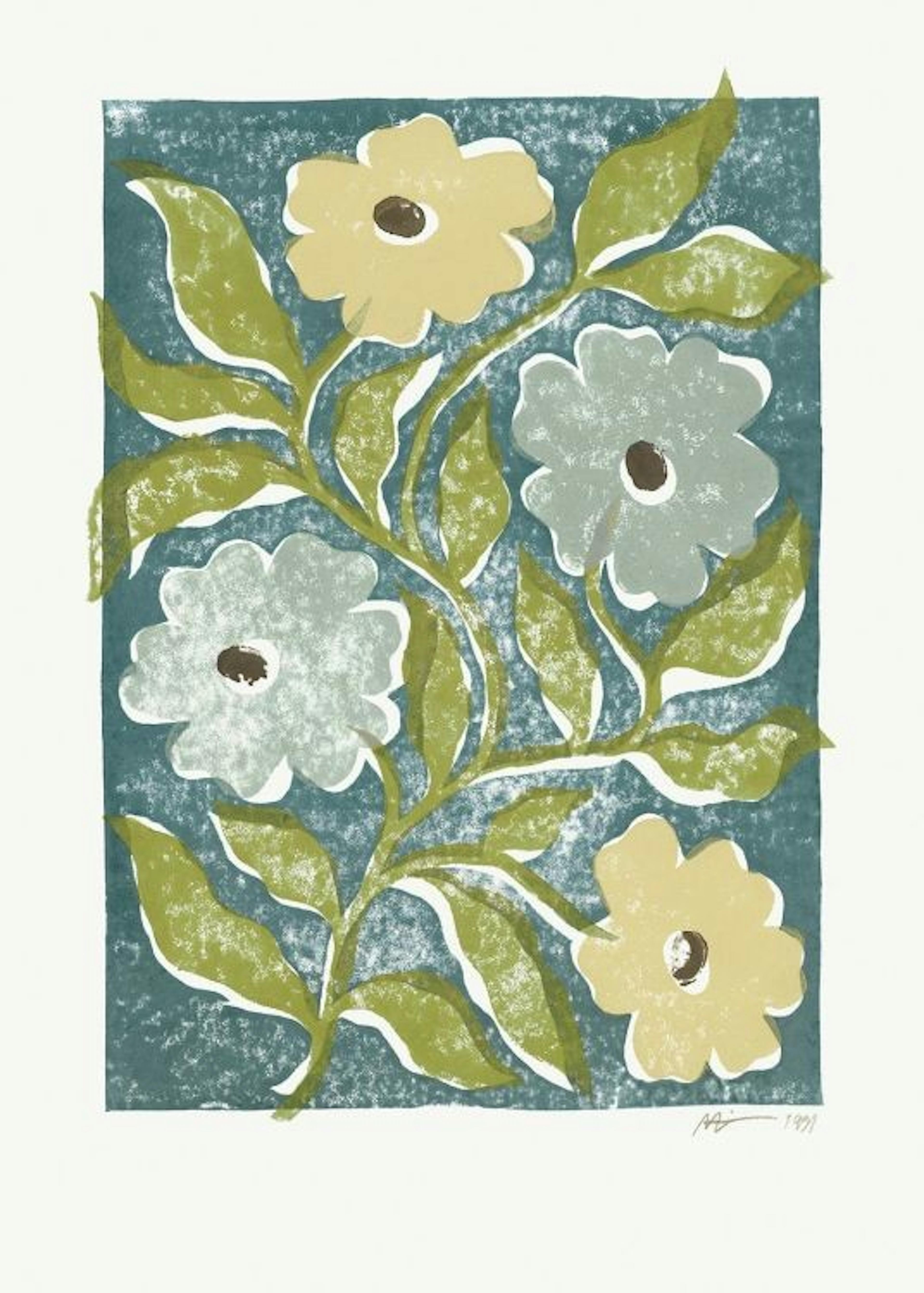 Linocut Flowers Poster 0