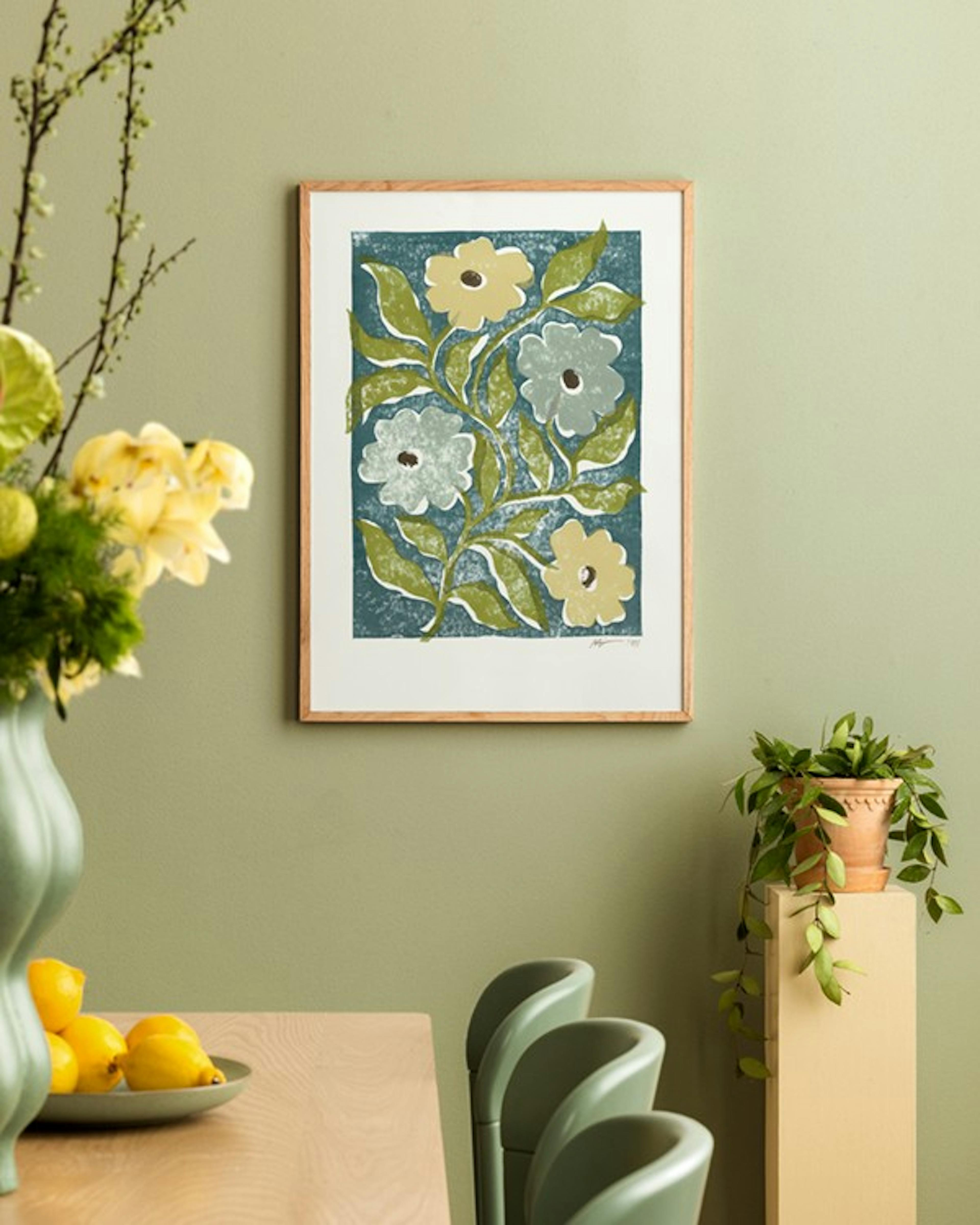 Linocut Flowers Plakat