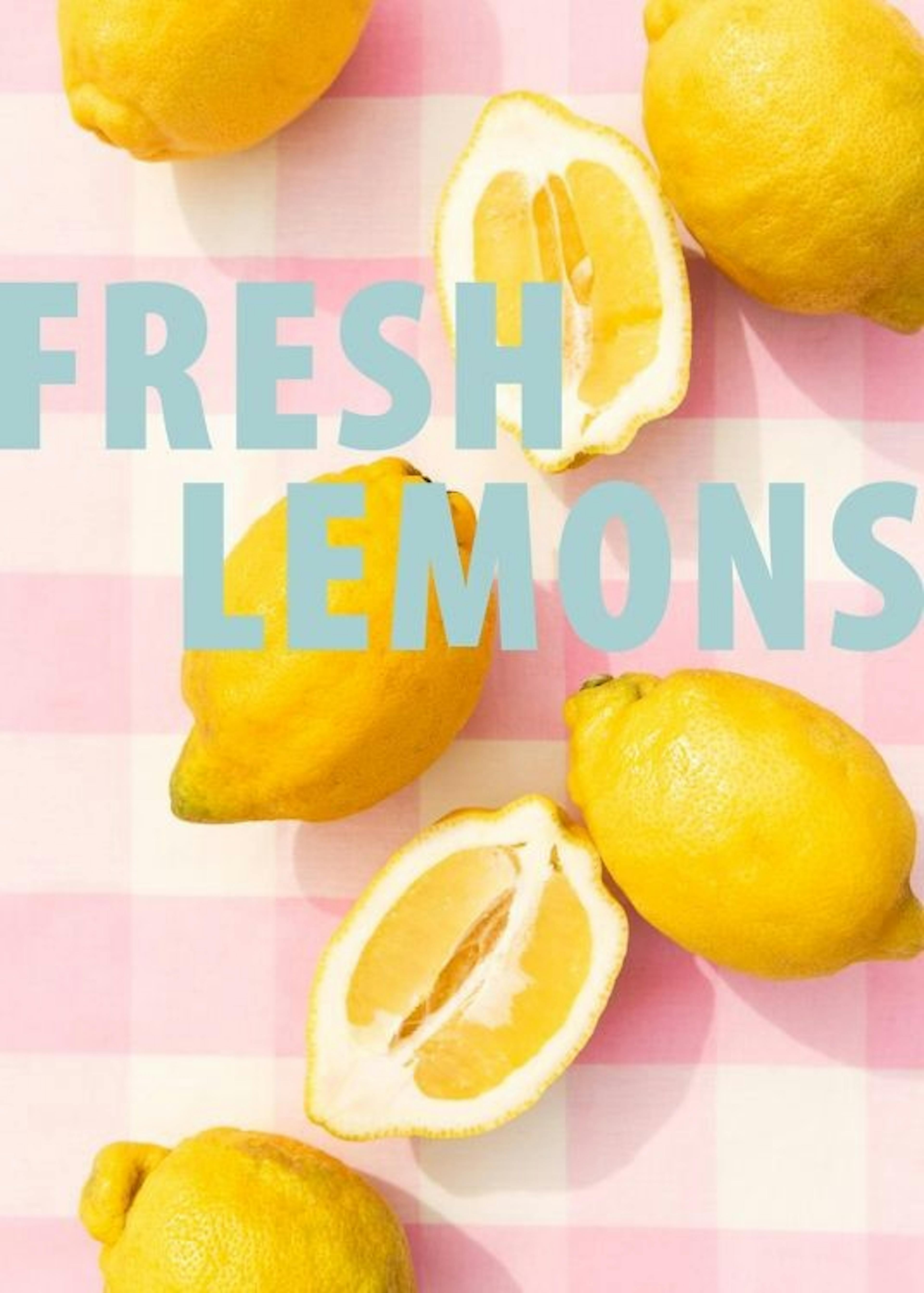 Checkered Fresh Lemons Poster 0