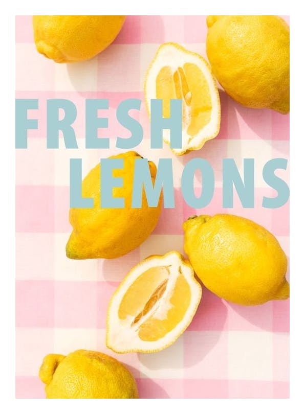 Checkered Fresh Lemons Plakat (50x70 cm)- Plakaty do kuchni