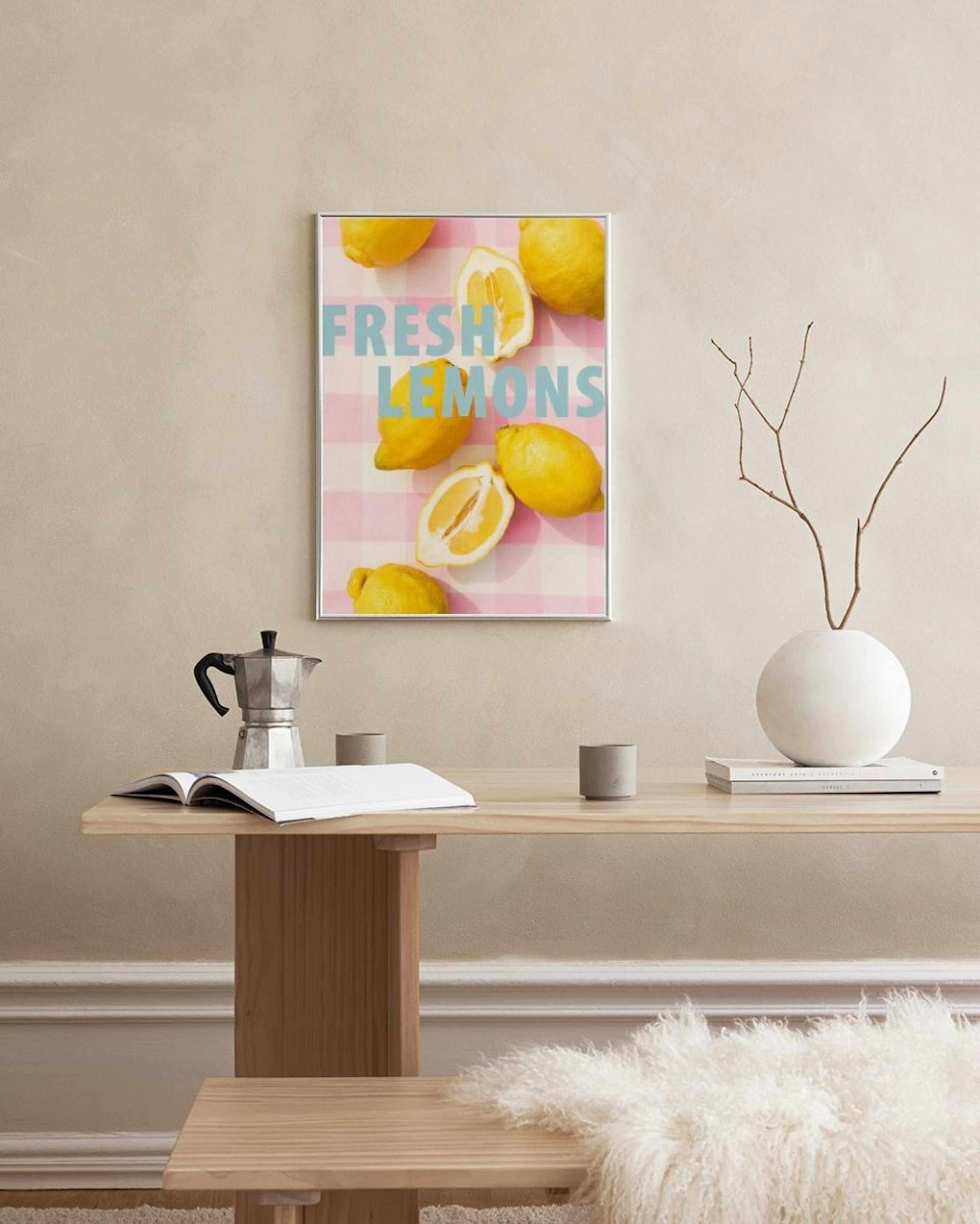 Checkered Fresh Lemons Juliste