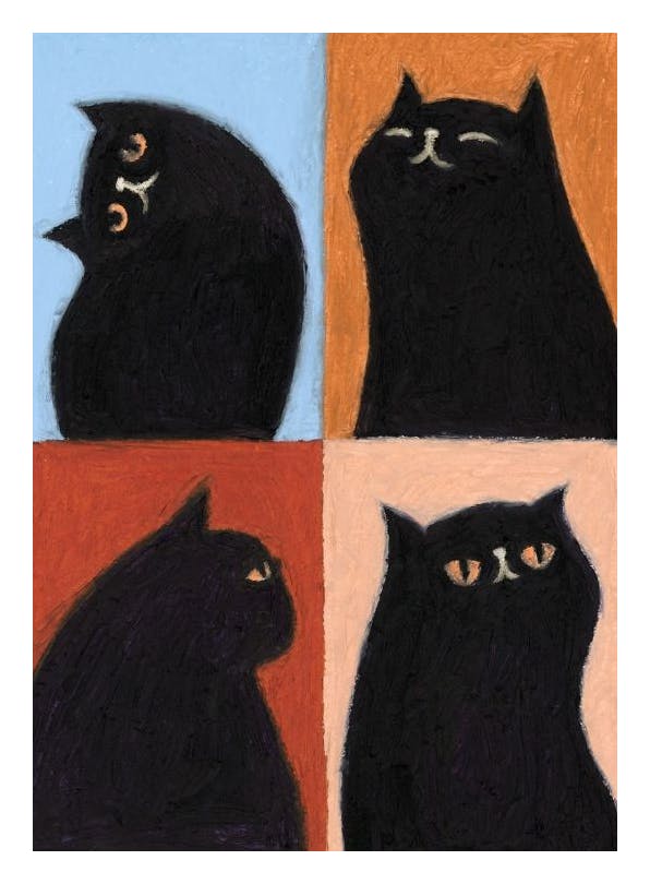 Black Cat Quadrant Poster (21x30 cm)
