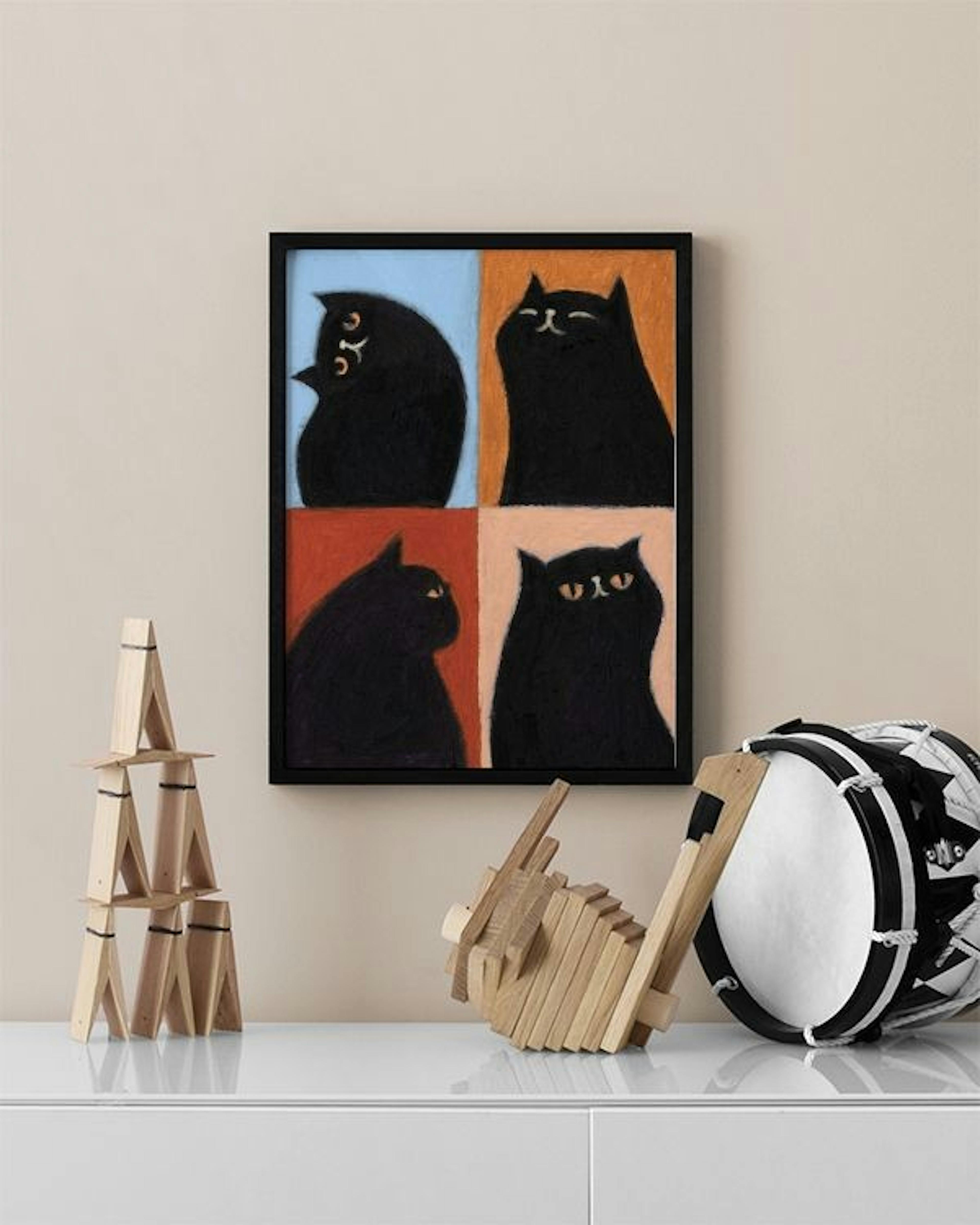 Black Cat Quadrant Print