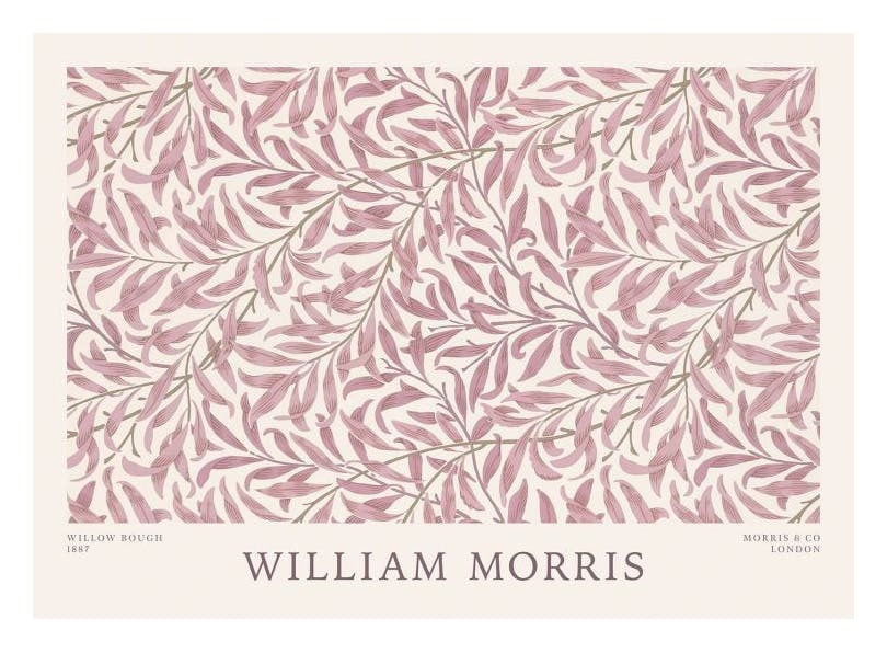 William Morris - Willow Bough Pink Landscape Print (50x70 cm)- William Morris Posters