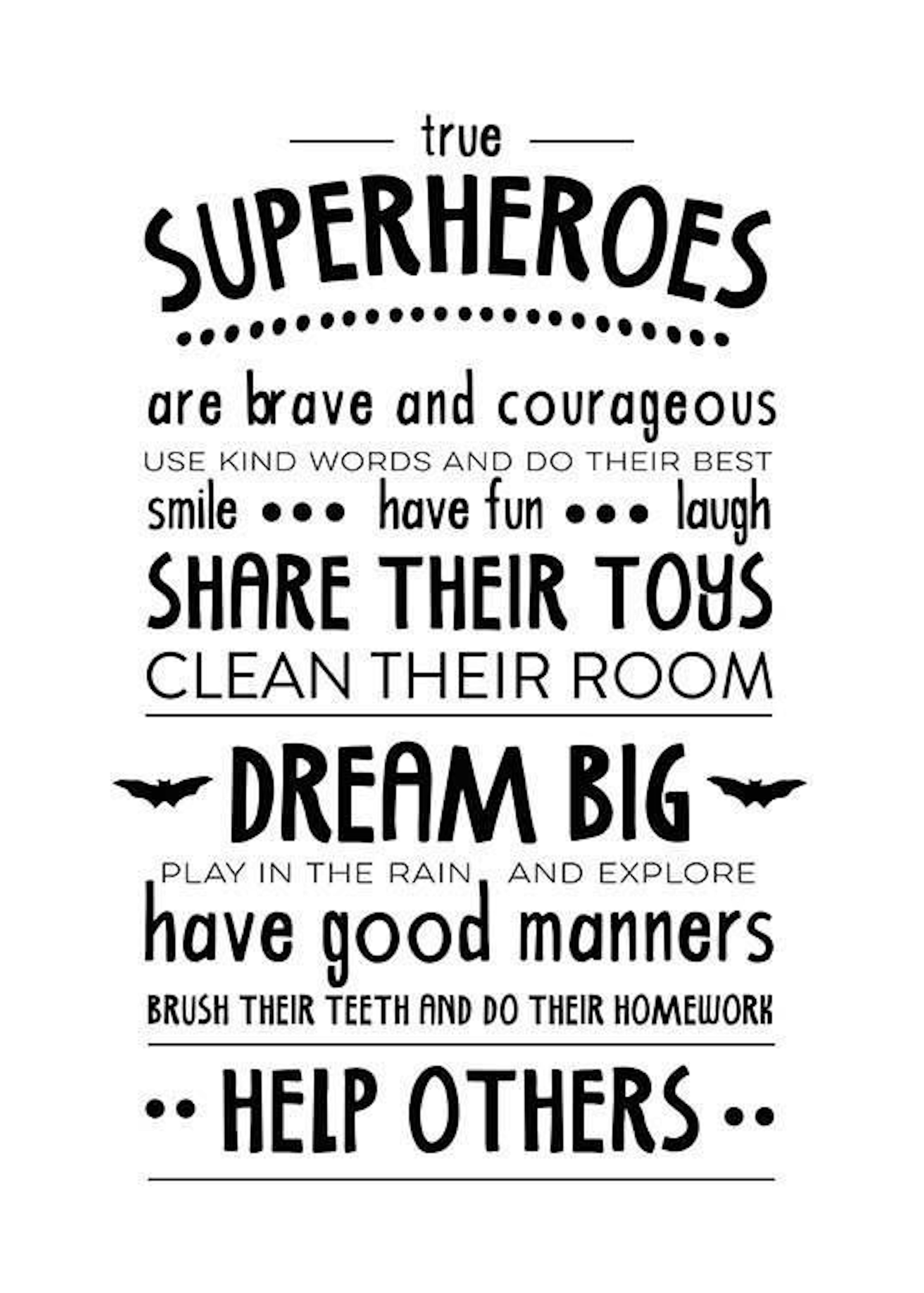 Rules Of A Superhero Print