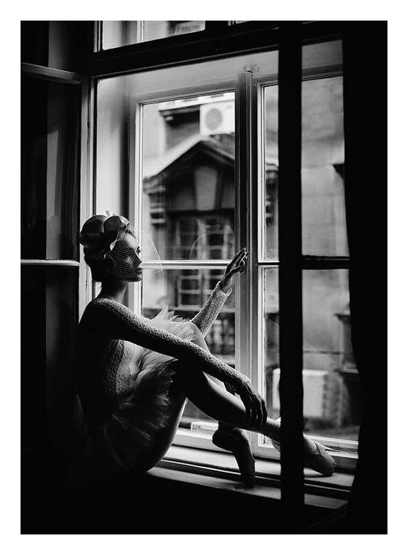 Ballerina In Window Print (50x70 cm)