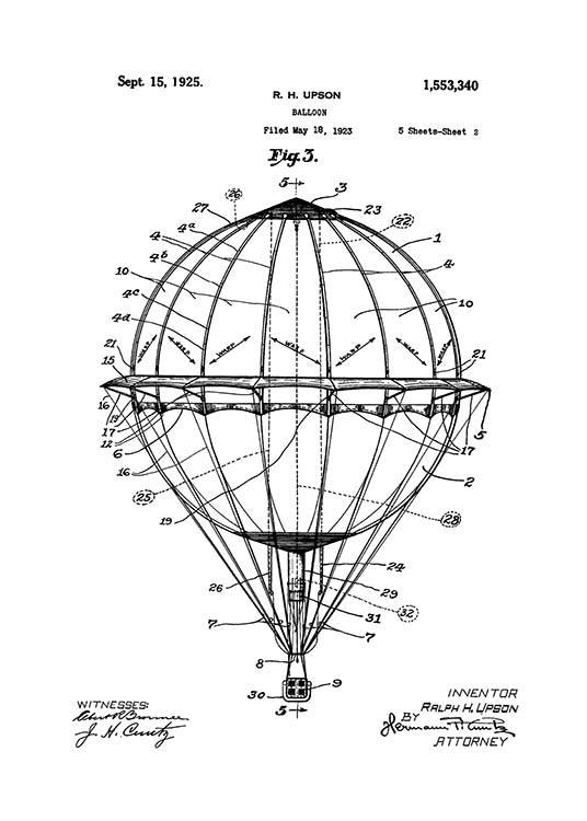 Hot Air Balloon Patent Juliste 0