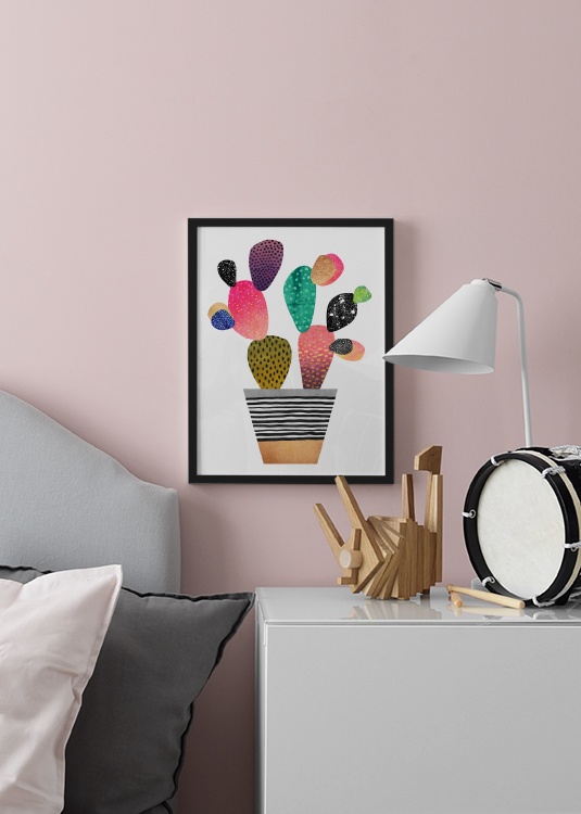 Happy Cactus Poster - Elisabeth Fredriksson, poster with colourful  pineapple 