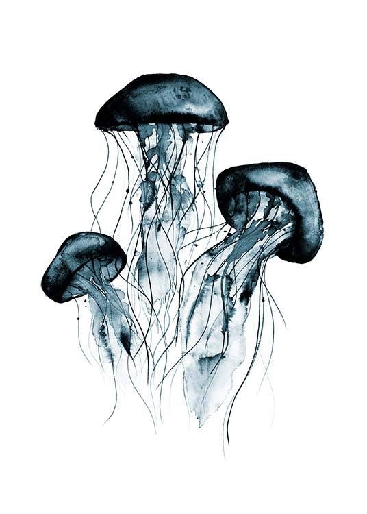 Jellyfish Watercolor Poster 0