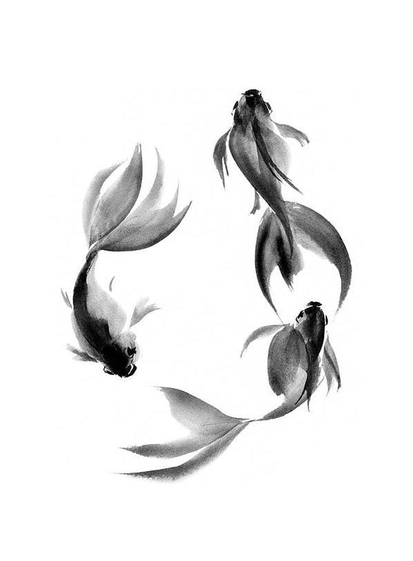 Watercolor Fish Circle Print (30x40 cm)
