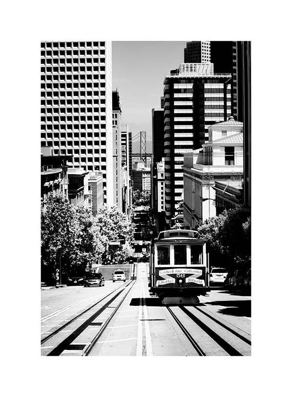 Steep Street San Francisco Affiche (50x70 cm) - Affiches noir et blanc