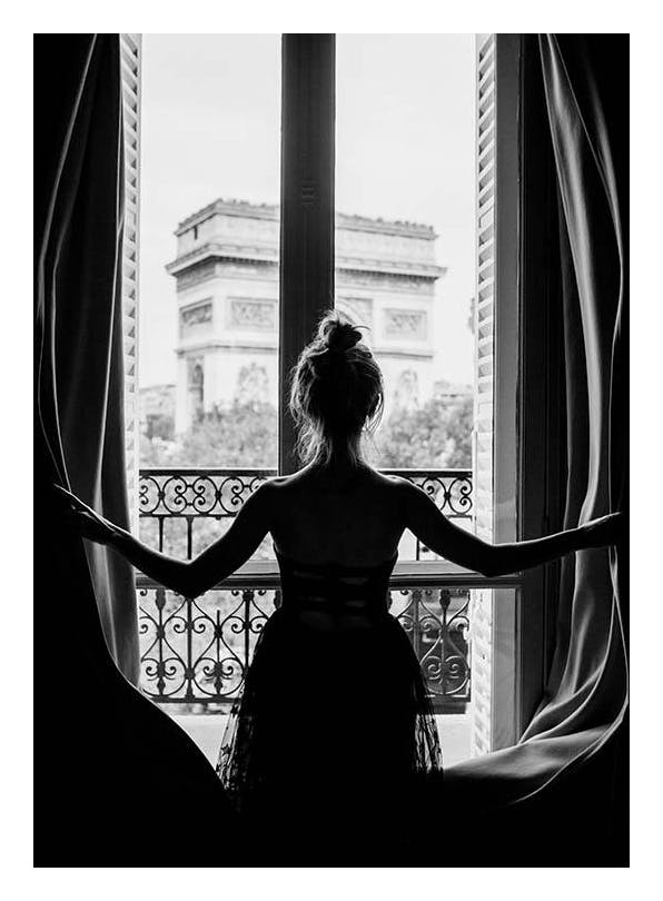Girl In Window Affiche (21x30 cm) - Affiches noir et blanc