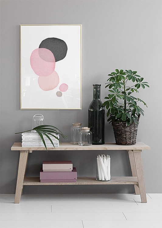 Stylish graphic prints and posters in pink and gray. Prints online.