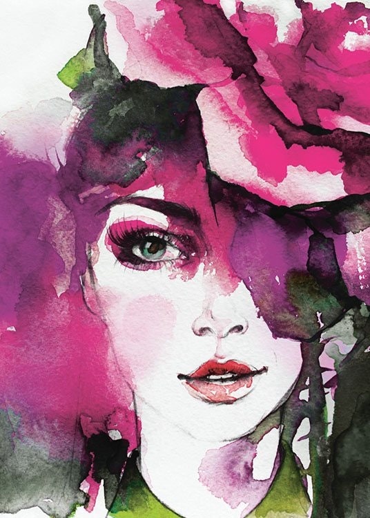 Roze posters met moderne kunst online, koop goedkope posters