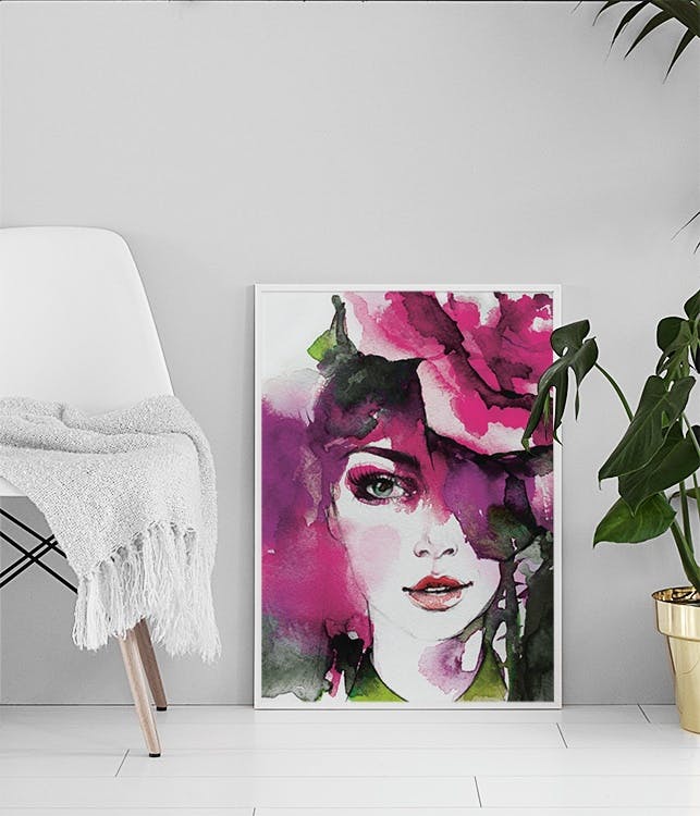 Planscher och tavlor på nätet till snygga i collage, inredning i rosa