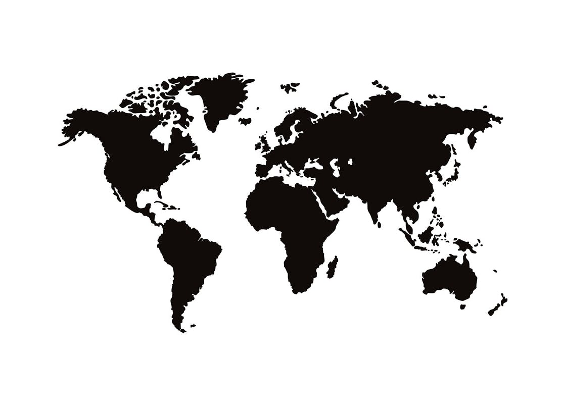 Mapa Do Mundo Preto E Branco Poster (70x100 cm)- Quadros a preto e branco
