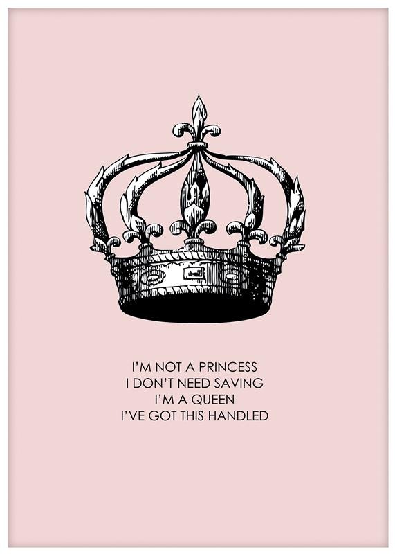 Lyserød plakat med prinsessekrone og tekst, bestil plakater online