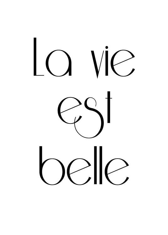 Svartvit texttavla med citat på franska
