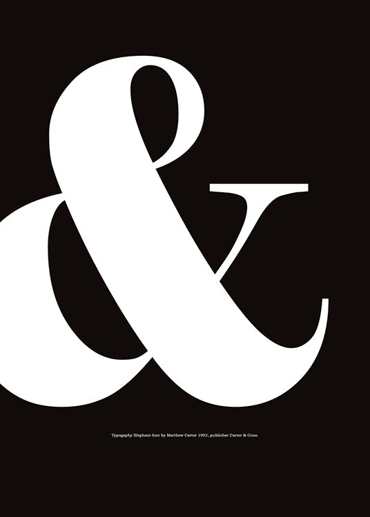 Posters with typography, stylish ampersand symbol and letters