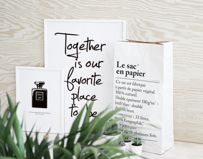 Chanel-plakater billigt online med Chanel parfume og citat