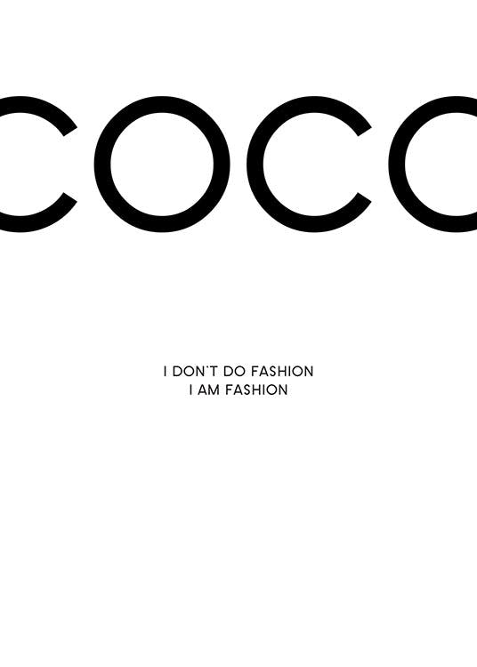 Posters med Coco chanel citat. Tavlor online.