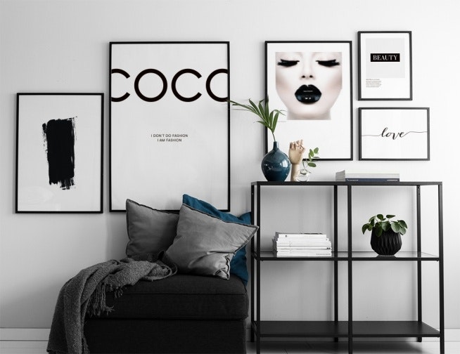 Affiches Chanel. Beaux posters avec citation Chanel en noir et blanc