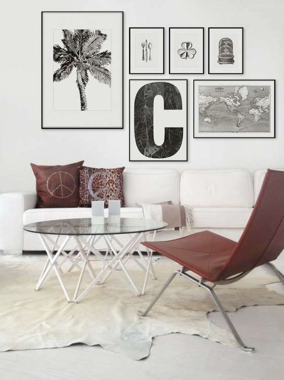 Stylish prints with world maps in black and white, shop online