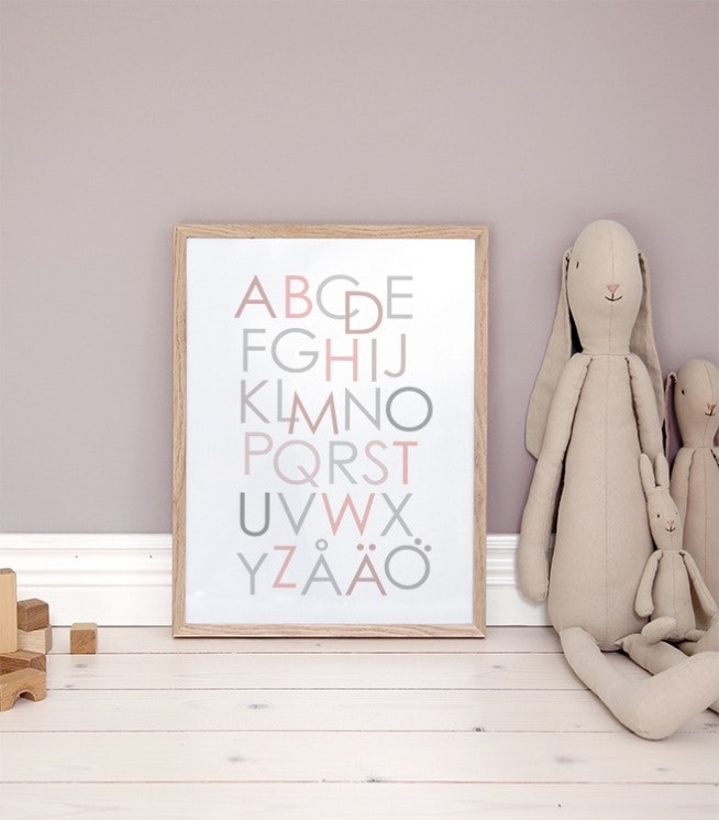 Posters och prints till barnrum. Barntavlor online med alfabetet.