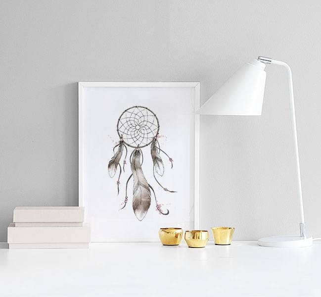 Prints and posters with dream catcher for bohemian interior design