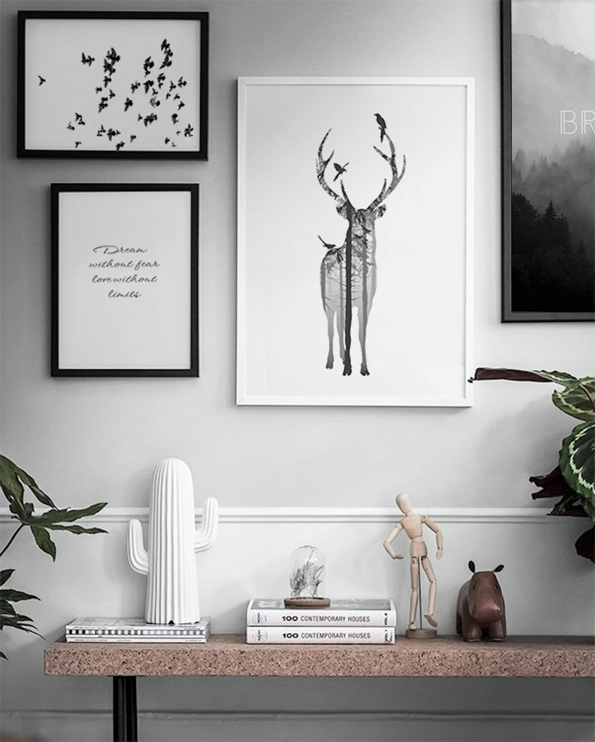 Sort-hvid plakat med hjort. Plakater med naturmotiv. Plakater online ...