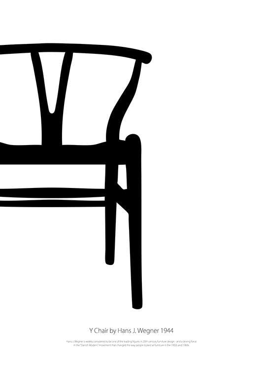 Pósters en blanco y negro y láminas con silla U Hans Wegner