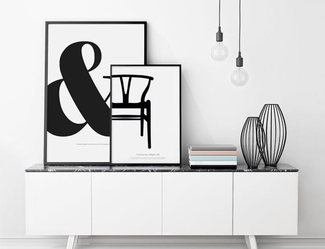 Stylish graphic prints and posters for decorating the living room with cheap pos