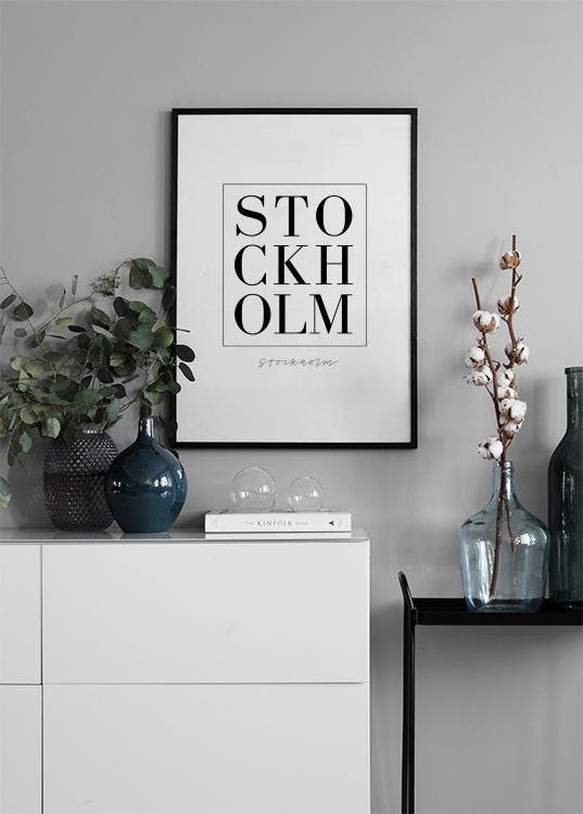 Poster and print with a map of Stockholm. Posters online.