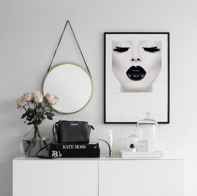 Fashion print Black lady, popular poster with black lips