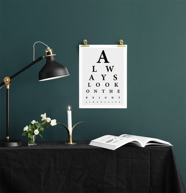 Mooie poster met tekst met grijze dozen en een groene kaktus