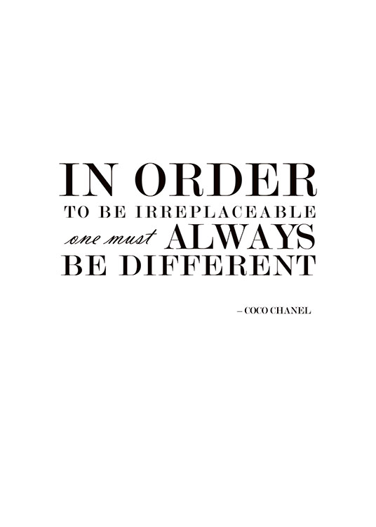 Plakat med Coco Chanel citat, design –