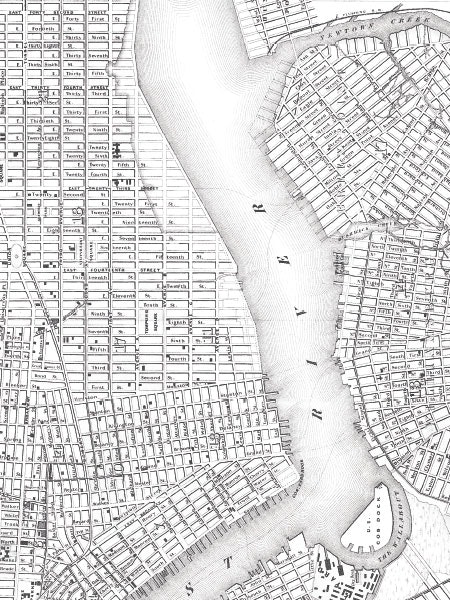 Affiche avec carte de New York en gros plan.