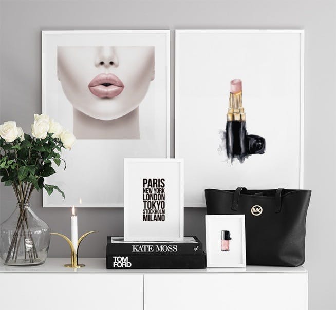 Posters with diamonds and lipstick. Stylish and trendy prints online.