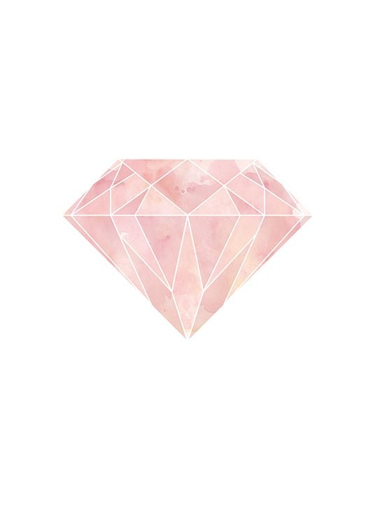 Tyylikäs juliste. Vaaleanpunainen timanttiposteri, suosittuja tauluja netistä.