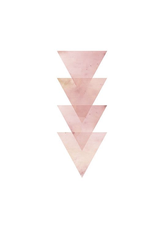 Posters and prints with graphic pink triangles.
