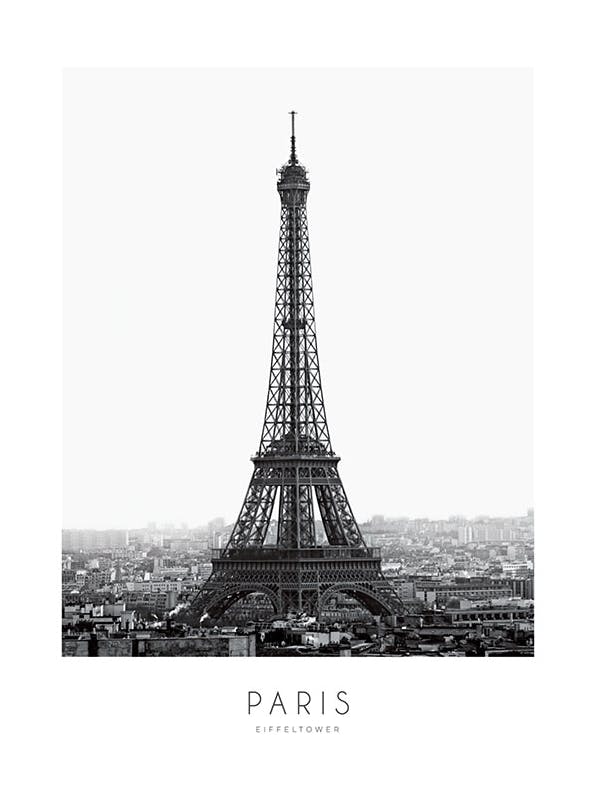 Eiffel Tower, Plakat (30x40 cm) - Plakater > Svarthvitt plakater