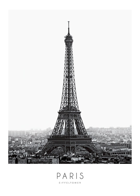Plakat med Eiffeltårn, fotografi. Plakater på nettet.