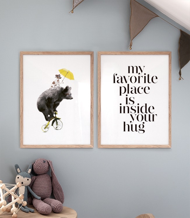 Cute posters with animals for kids, decorate a child's room