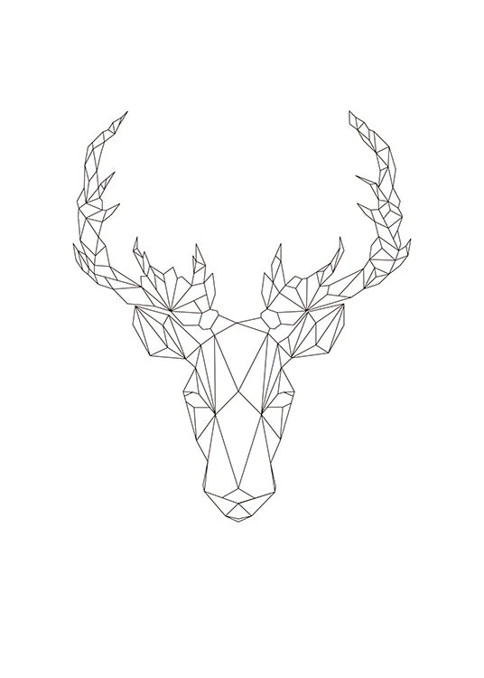 Print with a geometric deer, graphic motif
