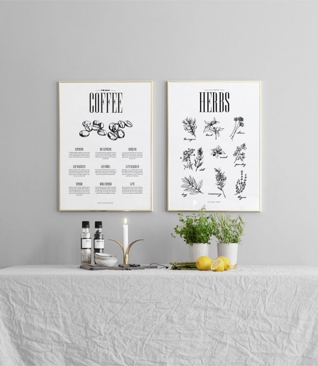 Küchenposter in Bilderwand. Poster für die Küche.