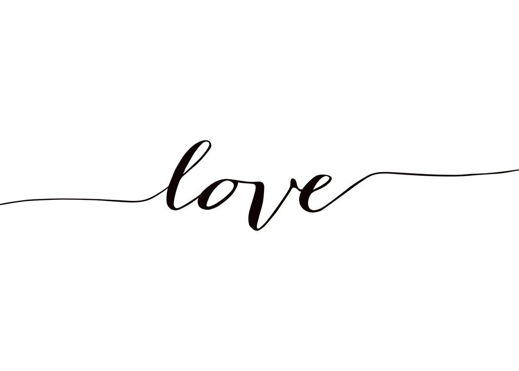 Póster con el texto 'Love', decoración en blanco y negro