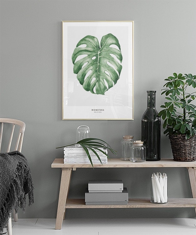 Print / poster with a green leaf. Cheap prints and posters online.